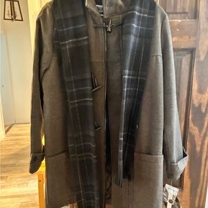 Rothschild Kids Charcoal Trench Coat with Plaid Detail Never Worn NWT